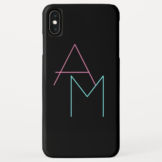 Modern Overlapping Initials | Pink Turquoise Black Case-Mate iPhone Case (Back)