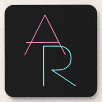 Modern Overlapping Initials | Pink Turquoise Black