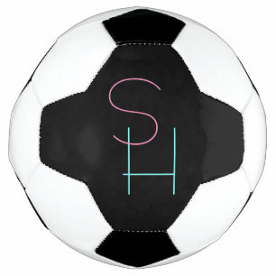Modern Overlapping Initials Pink Turquoise Black Football