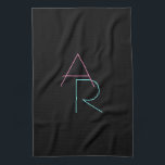 Modern Overlapping Initials | Pink Turquoise Black Tea Towel<br><div class="desc">Cool,  modern overlapping initials.</div>