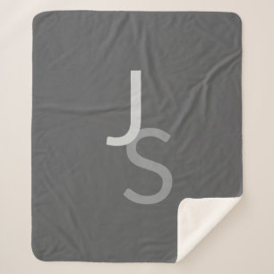 Modern Overlapping Monogrammed Initials   Gray Sherpa Blanket