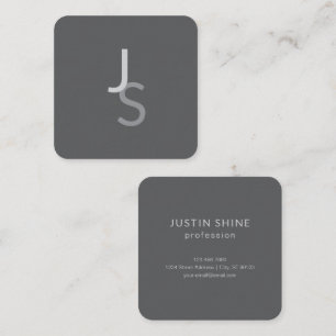 Modern Overlapping Monogrammed Initials   Gray Square Business Card