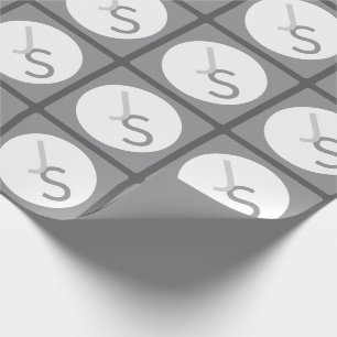 Modern Overlapping Monogrammed Initials Gray Wrapping Paper