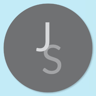 Modern Overlapping Monogrammed Initials   Grey Classic Round Sticker