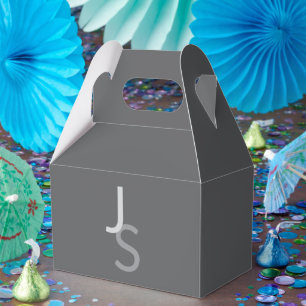 Modern Overlapping Monogrammed Initials Grey Favour Box