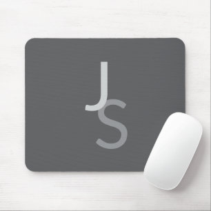 Modern Overlapping Monogrammed Initials   Grey Mouse Mat