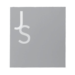 Modern Overlapping Monogrammed Initials   Grey Notepad