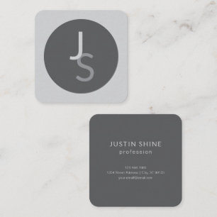 Modern Overlapping Monogrammed Initials Grey Square Business Card