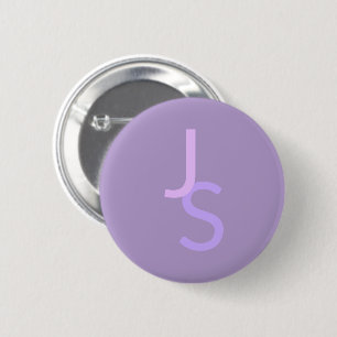 Modern Overlapping Monogrammed Initials   Purple 6 Cm Round Badge