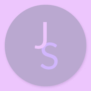 Modern Overlapping Monogrammed Initials   Purple Classic Round Sticker