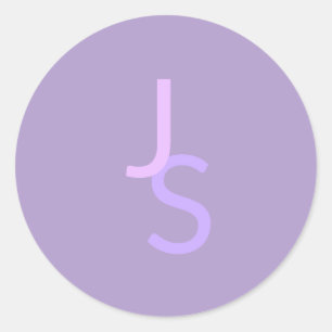 Modern Overlapping Monogrammed Initials   Purple Classic Round Sticker