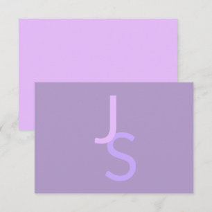 Modern Overlapping Monogrammed Initials Purple Enclosure Card