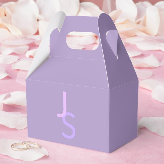 Modern Overlapping Monogrammed Initials | Purple Favour Box (Wedding)