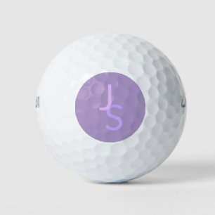 Modern Overlapping Monogrammed Initials   Purple Golf Balls
