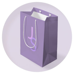 Modern Overlapping Monogrammed Initials Purple Medium Gift Bag