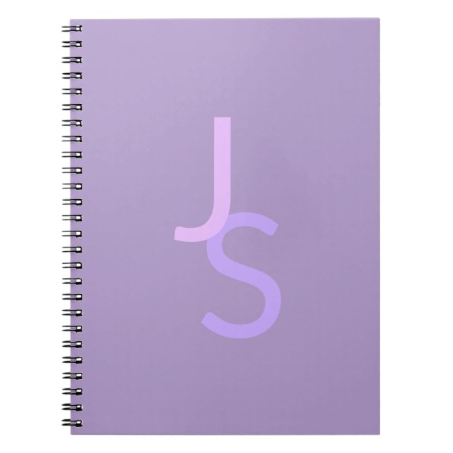 Modern Overlapping Monogrammed Initials | Purple Notebook (Front)
