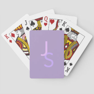 Modern Overlapping Monogrammed Initials   Purple Playing Cards