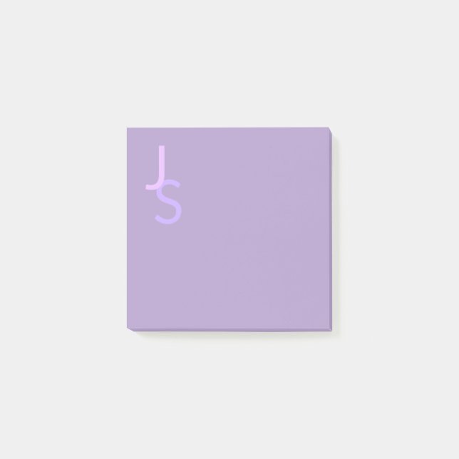 Modern Overlapping Monogrammed Initials | Purple Post-it Notes (Front)