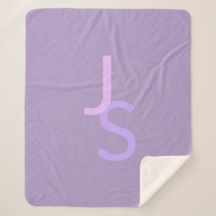 Modern Overlapping Monogrammed Initials   Purple Sherpa Blanket