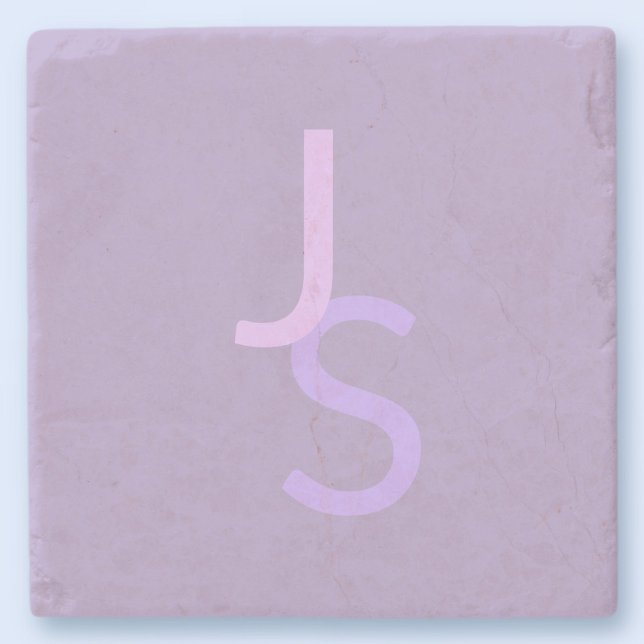 Modern Overlapping Monogrammed Initials | Purple Stone Coaster (Creator Uploaded)