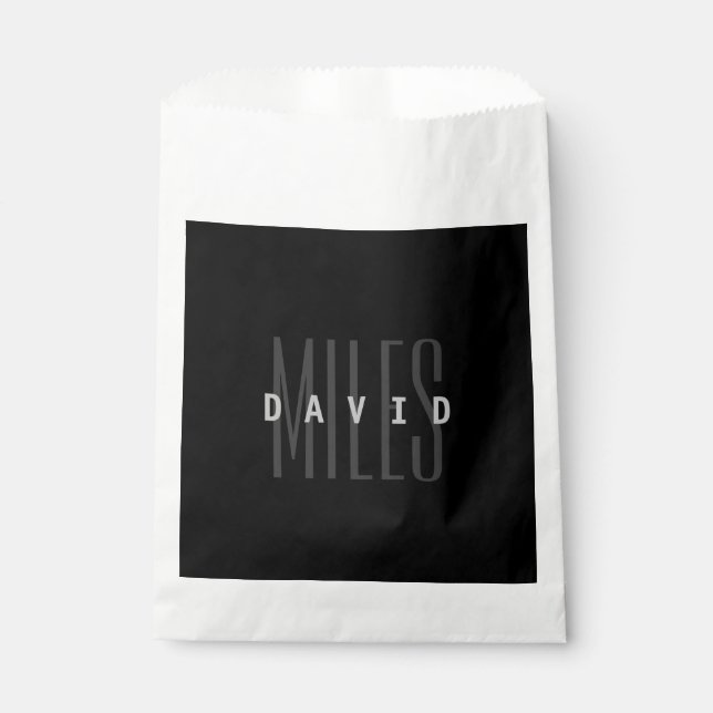 Modern Overlapping Name & Surname Favour Bags (Front)
