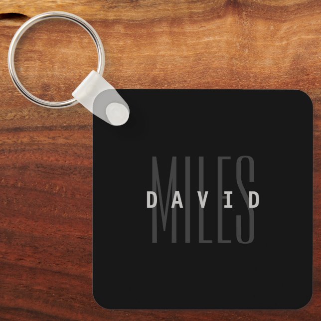 Modern Overlapping Name & Surname Key Ring (Front)