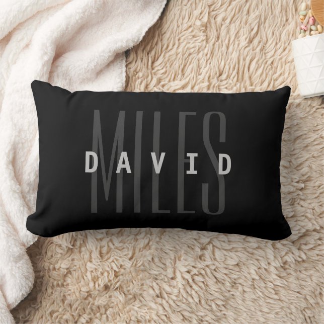 Modern Overlapping Name & Surname Lumbar Cushion (Blanket)
