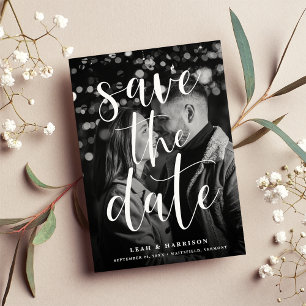 Modern Overlay Black & White Photo Save The Date