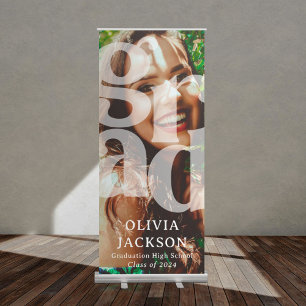 Modern Overlay Lettering GRAD Photo Graduation Retractable Banner