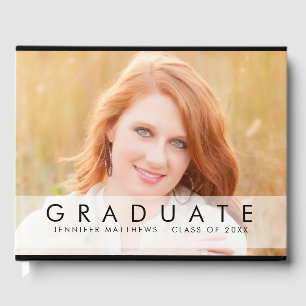 Modern Overlay Photo Collage Graduation Guest Book