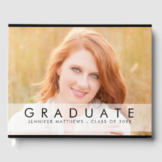 Modern Overlay Photo Collage Graduation Guest Book