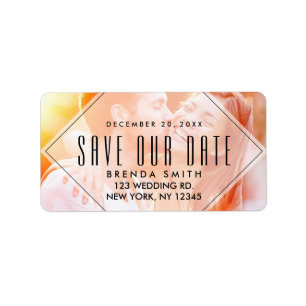 Modern Overlay Photo Save the Date Address Label