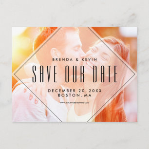 Modern Overlay Photo Save the Date Postcard