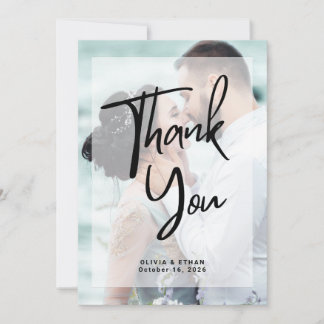 Modern Overlay Photo Wedding  Thank You Card