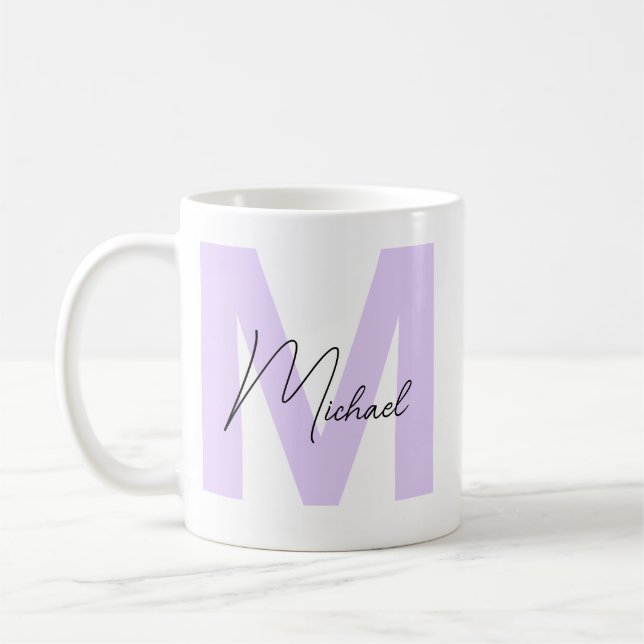 Modern Oversized Monogrammed Initial & Name Coffee Coffee Mug (Left)