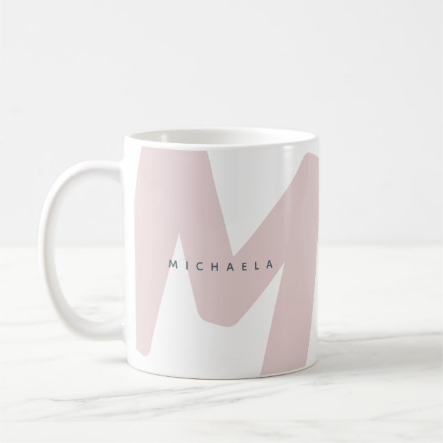 Modern Oversized Monogrammed Initial & Name Coffee Mug (Left)