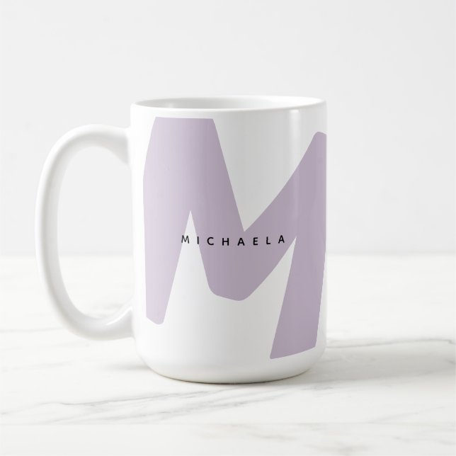 Modern Oversized Monogrammed Initial & Name Coffee Mug (Left)