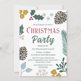 Modern Oversized Rustic Branch Christmas Party  Invitation