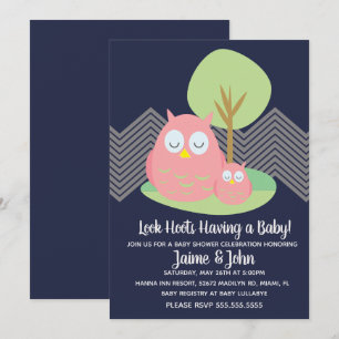 Modern Owl Baby Shower Hoot Invitation