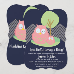 Modern Owl Baby Shower Hoot Invitation