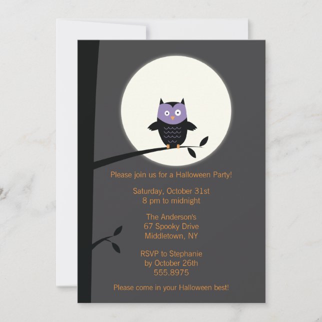 Modern Owl Halloween Party Invitation (Front)