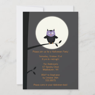 Modern Owl Halloween Party Invitation