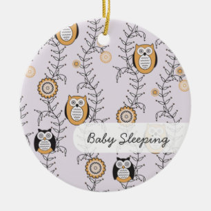Modern Owls "Baby Sleeping" Door Hanger Ceramic Tree Decoration