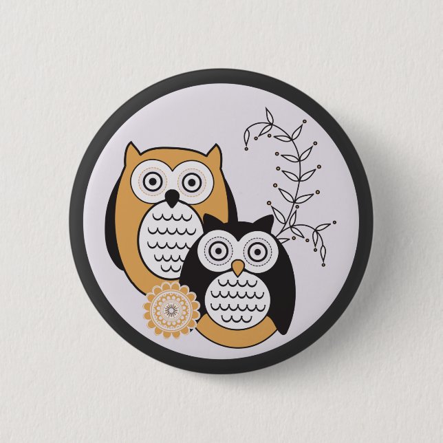 Modern Owls Button (Front)