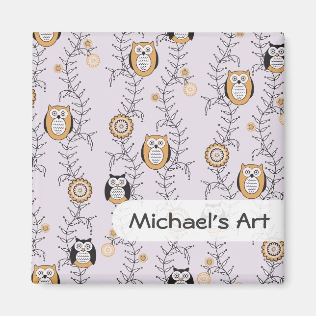 Modern Owls Children's Art Magnet (Front)