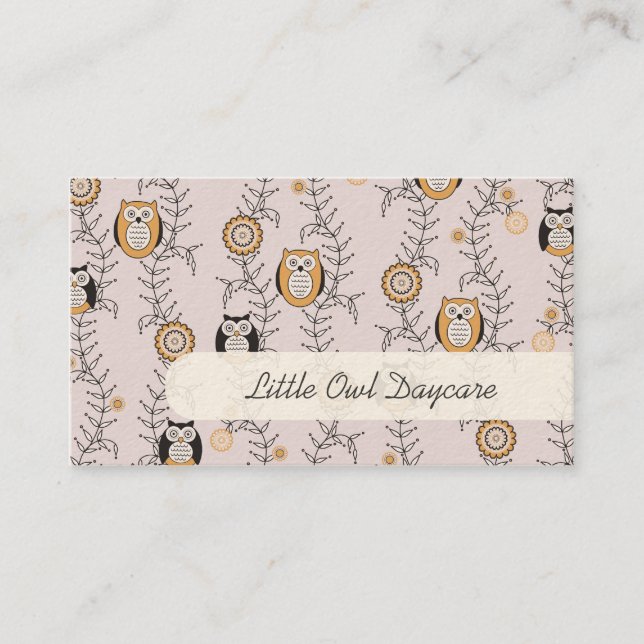 Modern Owls Daycare Business Cards (Front)