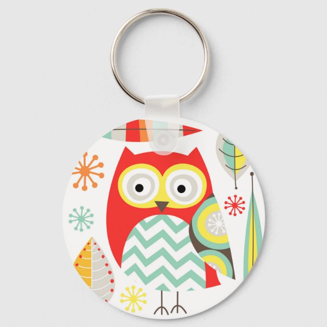 Modern Owls Key Ring (Front)
