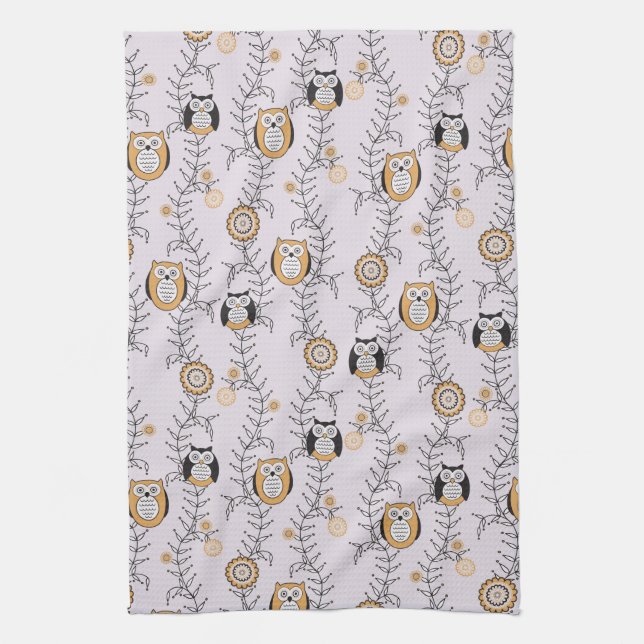 Modern Owls Kitchen Towel (Vertical)