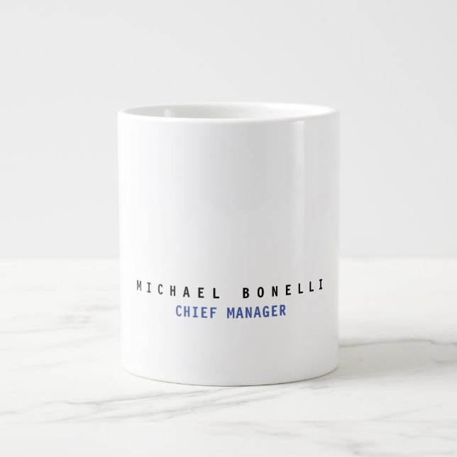 Modern Own Name Professional Minimalist Plain Large Coffee Mug (Front)