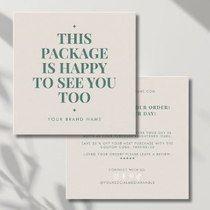 Modern packaging insert thank you business card